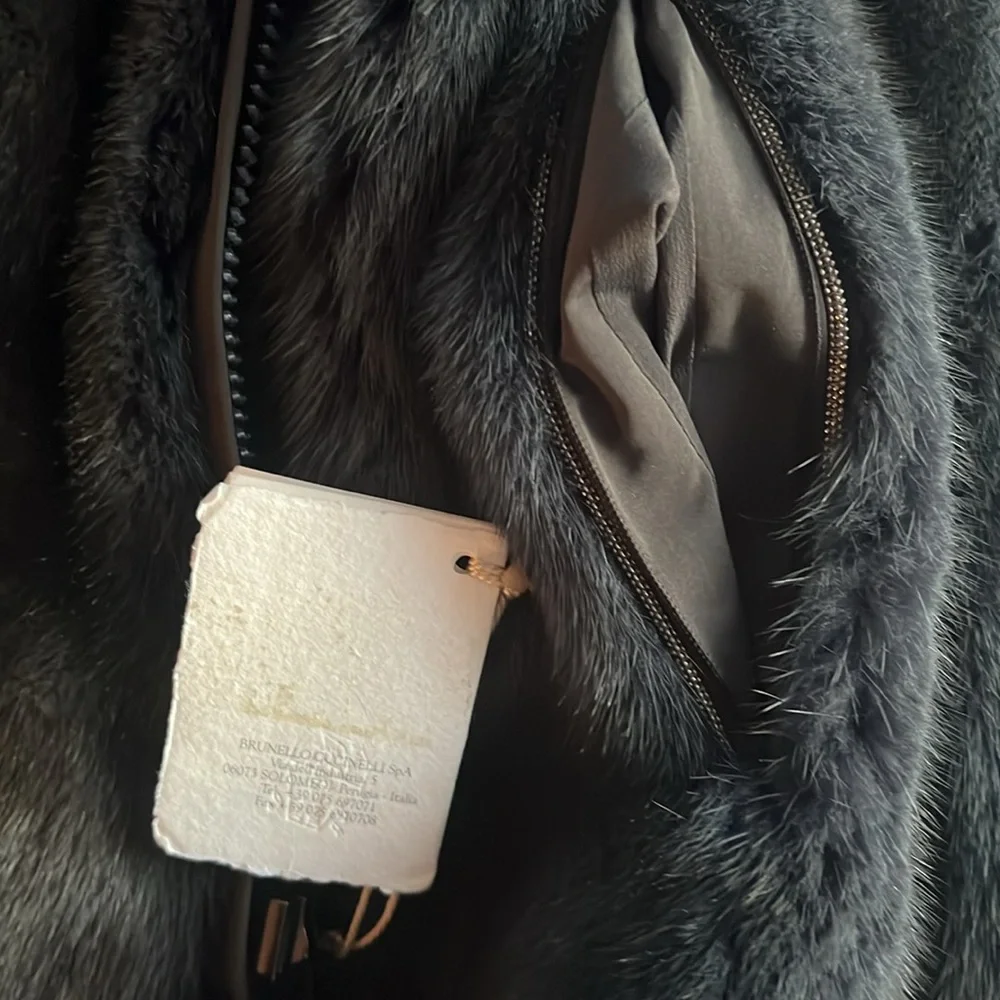 NWT Brunello Cucinelli Real Mink Reversible shearling Vest Monili Italy Size 44 - Picture 13 of 15